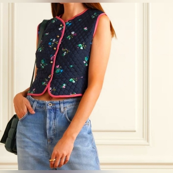 Batsheva Tops - NWT Batsheva Bell Button Quilted Shell Love Letters Vest Womens Size 12